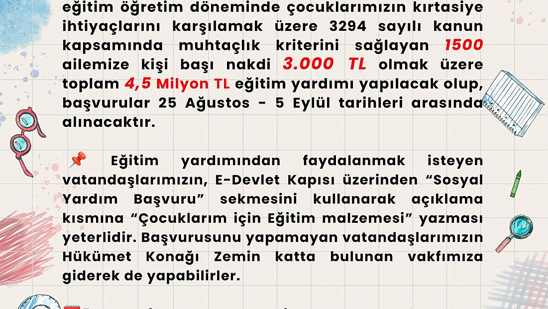 Bin 500 ihtiyaç sahibine yardım yapacak