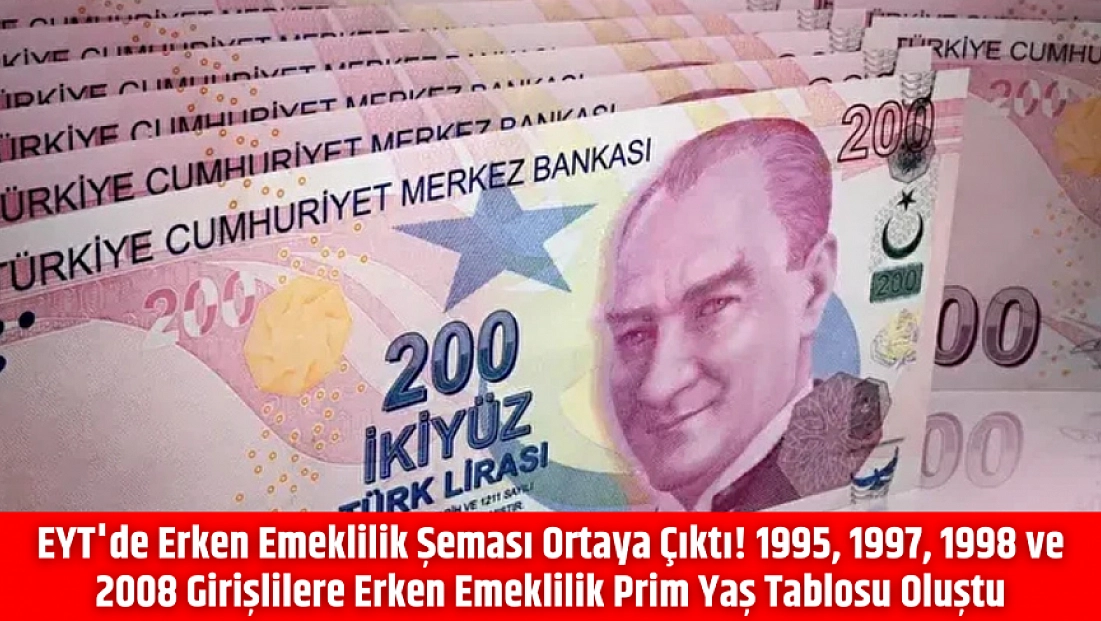 EYT'de Erken Emeklilik Şeması Ortaya Çıktı! 1995, 1997, 1998 ve 2008 Girişlilere Erken Emeklilik Prim Yaş Tablosu Oluştu