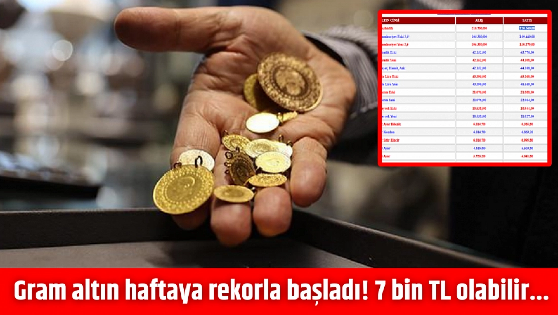 Gram altın haftaya rekorla başladı! 7 bin TL olabilir...