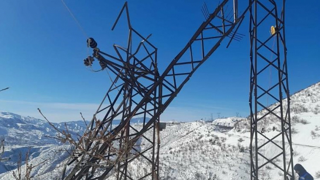 Kar yağışı nedeniyle devrilen elektrik direkleri yenilendi
