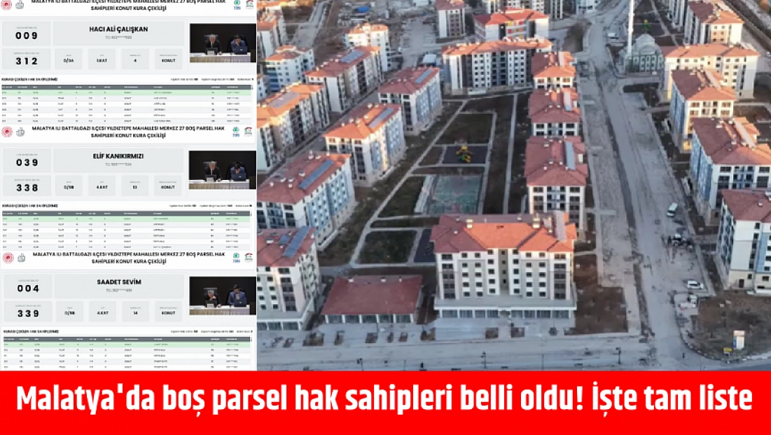 Malatya'da boş parsel hak sahipleri belli oldu! İşte tam liste