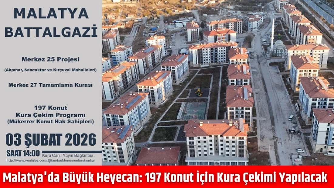 Malatya'da büyük heyecan: 197 konut için kura çekimi yapılacak