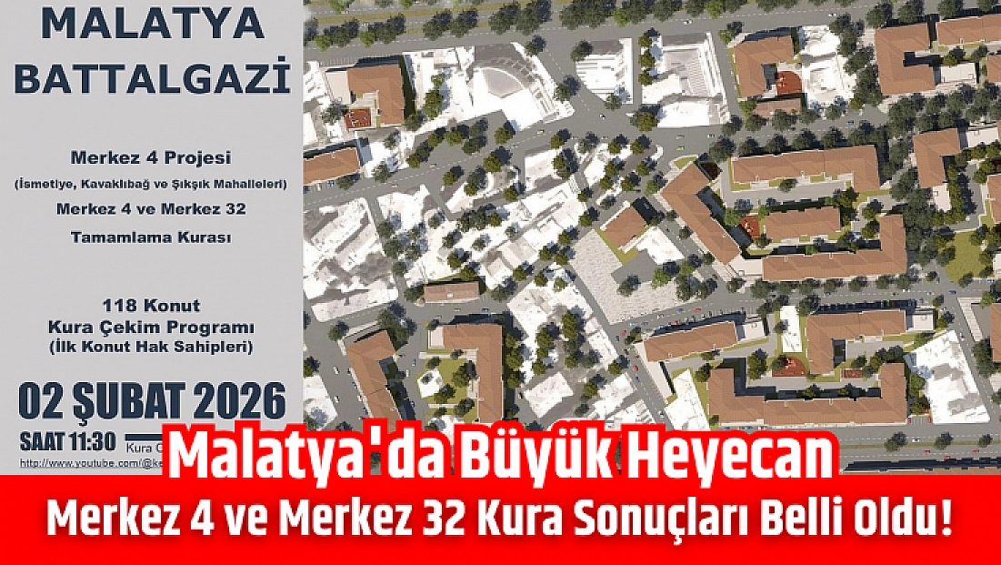 Malatya'da büyük heyecan: Merkez 4 ve Merkez 32 kura sonuçları belli oldu! Hak sahipleri tam liste…