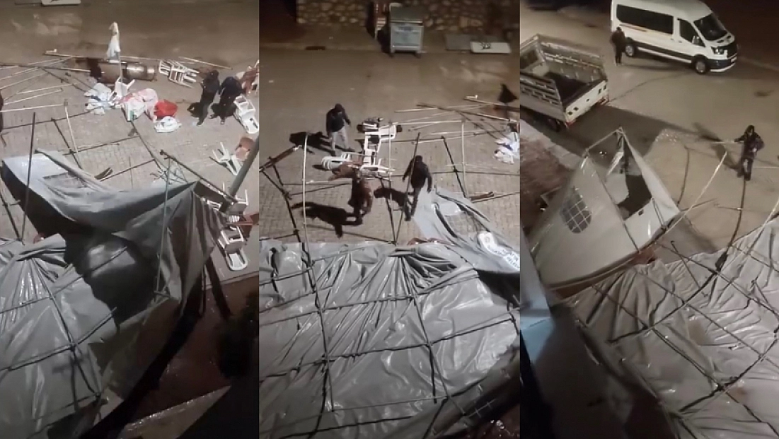 Malatya'da fırtına taziye çadırını uçurdu