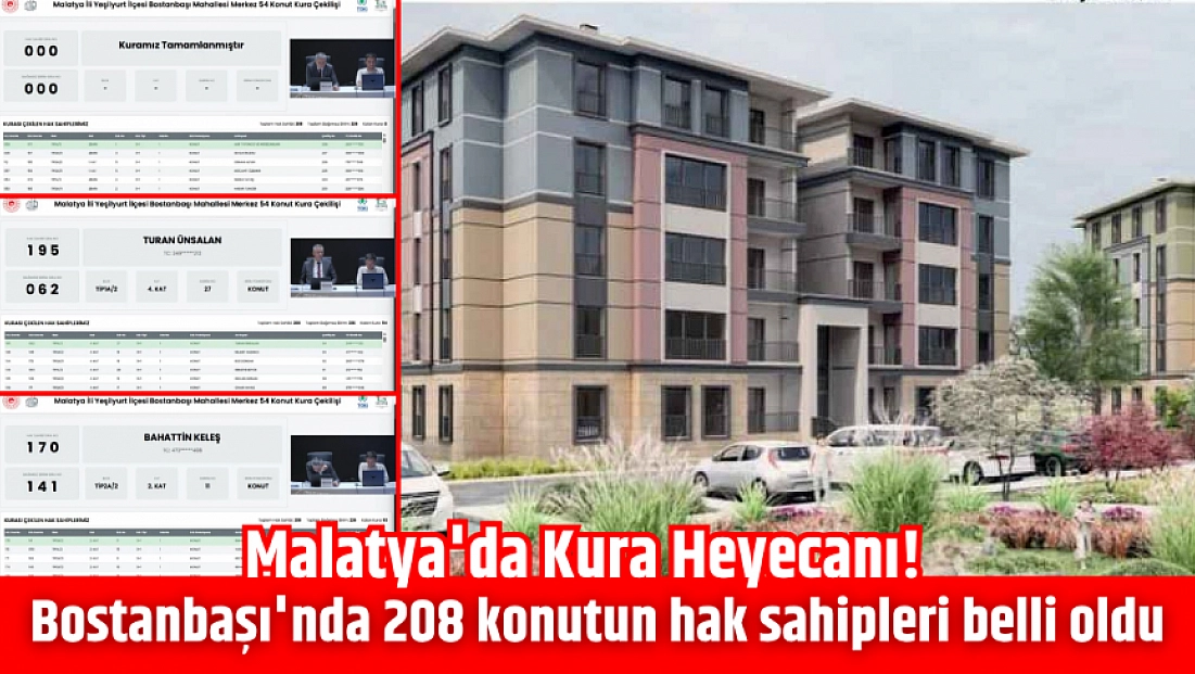 Malatya'da kura heyecanı! Bostanbaşı'nda 208 konutun hak sahipleri belli oldu…