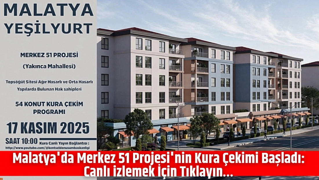 Malatya'da Merkez 51 Projesi'nin Kura Çekimi Başladı: Canlı izlemek İçin Tıklayın…