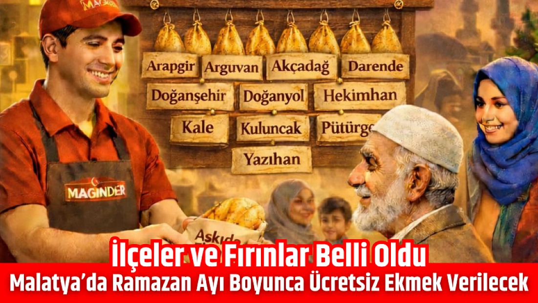 Malatya’da Ramazan ayı boyunca ücretsiz ekmek verilecek: İlçeler ve fırınlar belli oldu