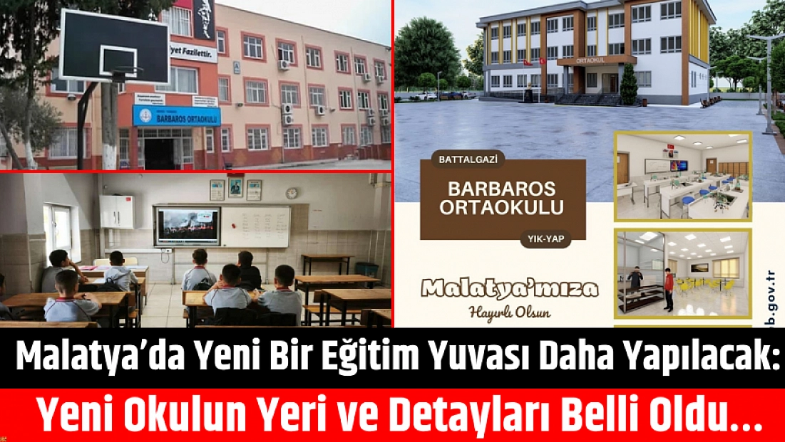 Malatya’da yeni bir eğitim yuvası daha yapılacak: Yeni okulun yeri ve detayları belli oldu…