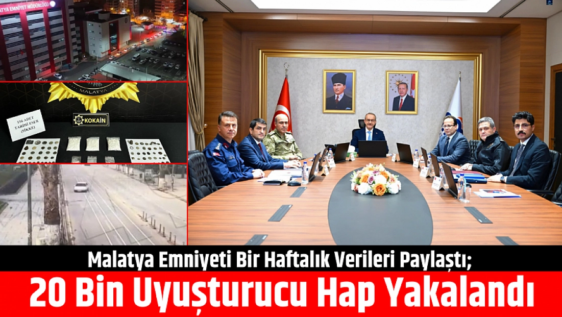Malatya Emniyeti Bir Haftalık Verileri Paylaştı; 20 Bin Uyuşturucu Hap Yakalandı