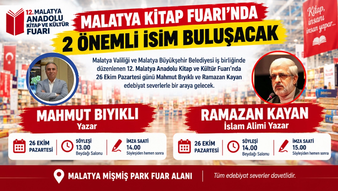 Malatya Kitap Fuarı’nda 2 önemli isim buluşacak
