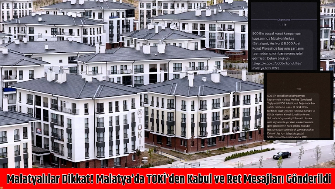 Malatyalılar dikkat! Malatya’da TOKİ’den kabul ve ret mesajları gönderildi