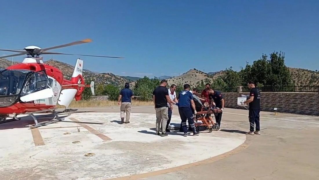 Parmaklarından yaralanan kadın, ambulans helikopterle Malatya'ya sevk edildi