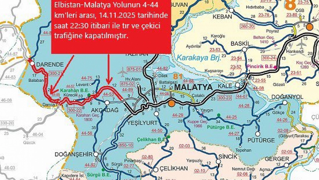 Sivas-Malatya karayolu tüm araçlara açıldı