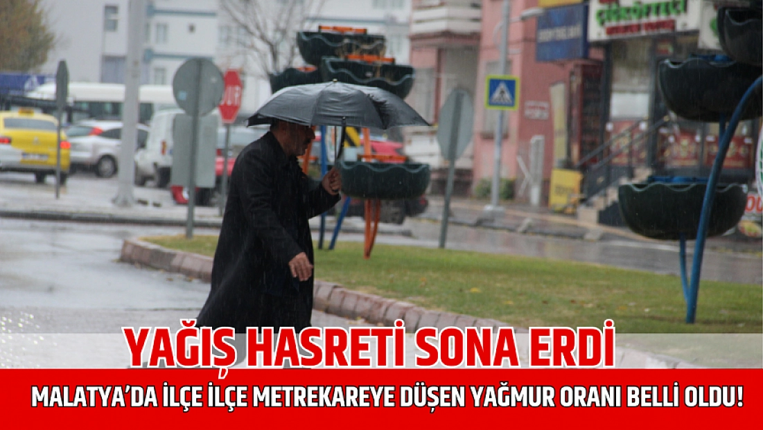 Yağış hasreti bitti: Malatya’da ilçe ilçe metrekareye düşen yağmur oranı belli oldu!