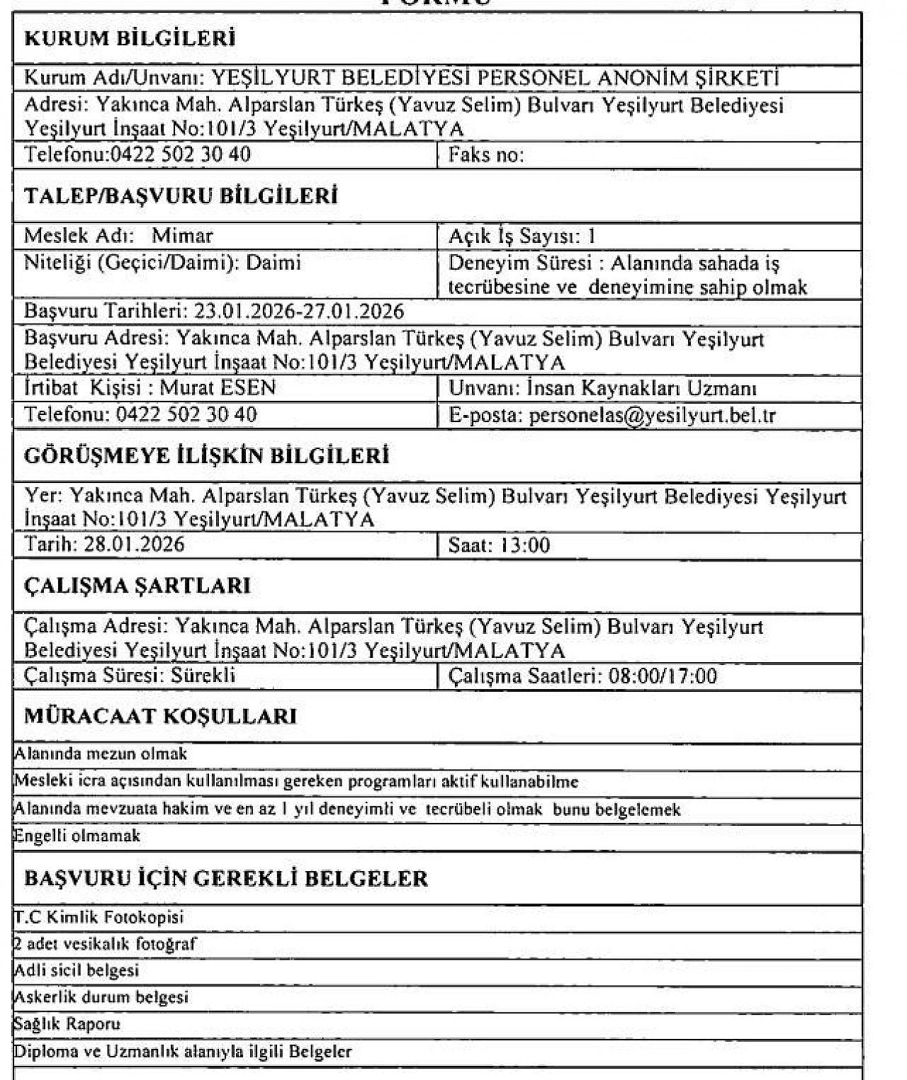 İş arayanlar dikkat: Malatya'da belediyede KPSS'siz iş fırsatı!