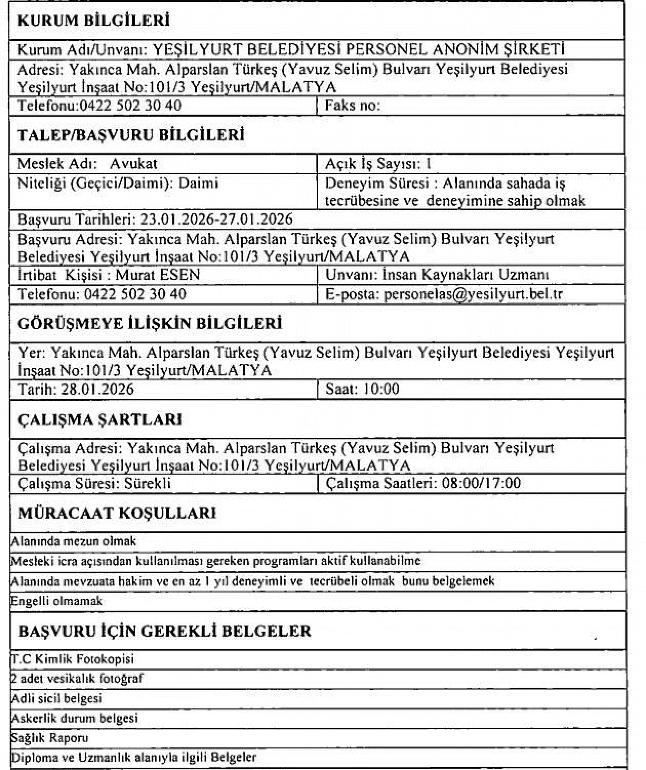 İş arayanlar dikkat: Malatya'da belediyede KPSS'siz iş fırsatı!
