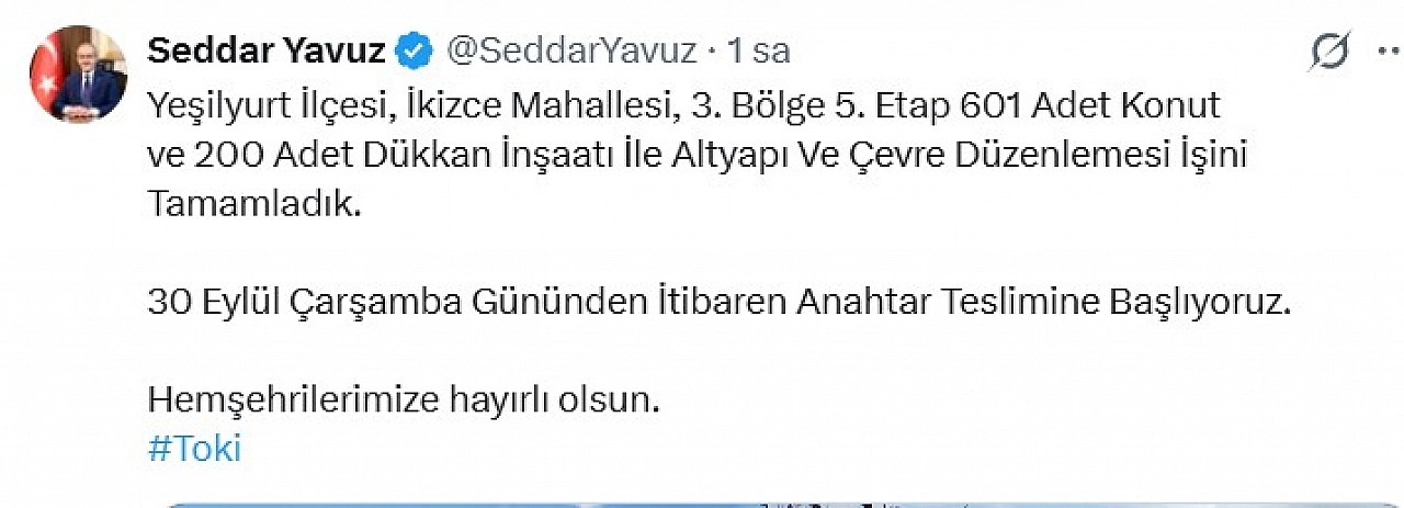 Vali Yavuz duyurdu: 530 konut daha teslim edilecek…