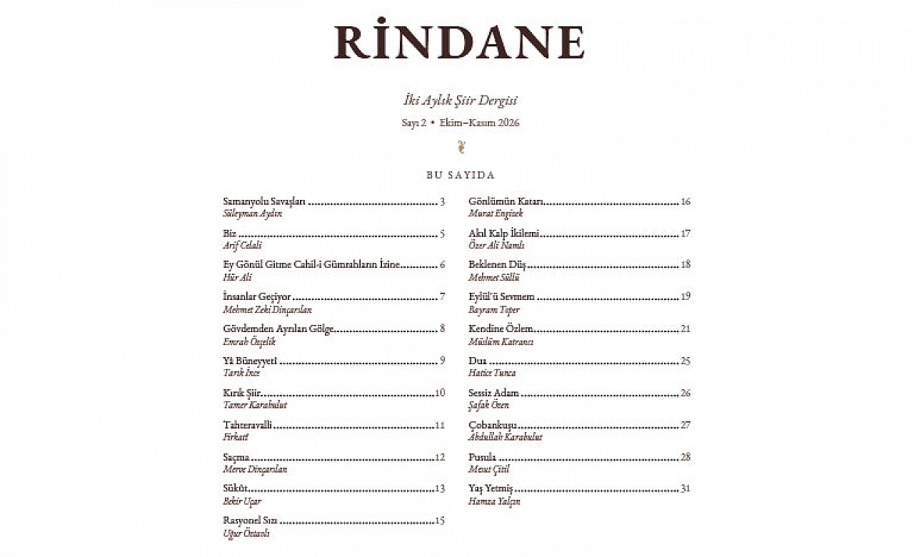 Rindane şiir dergisi ikinci sayısıyla yayında