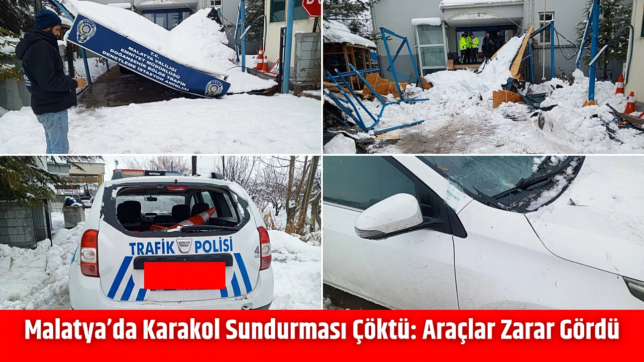 Malatya'da Karakol Sundurması Çöktü: Araçlar Zarar Gördü