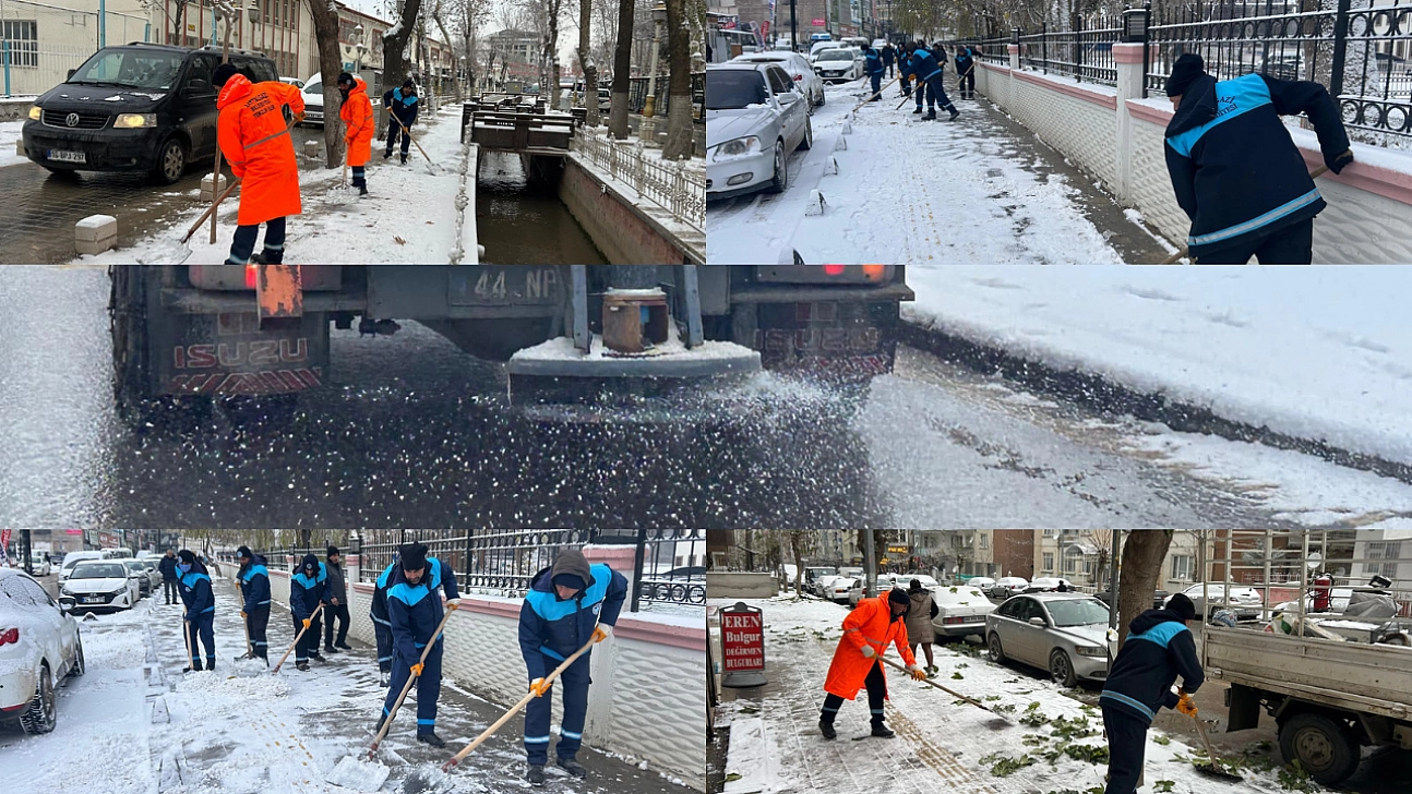 Malatya'da Karla Mücadele Aralıksız Devam Ediyor