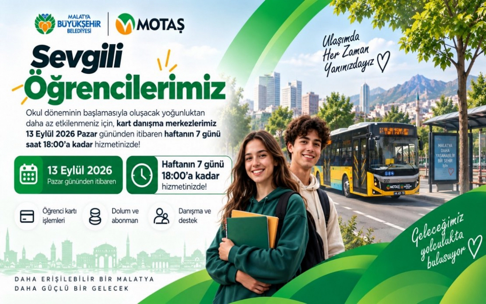 MOTAŞ'tan öğrencilere kolaylık: Kart merkezleri 7 gün açık