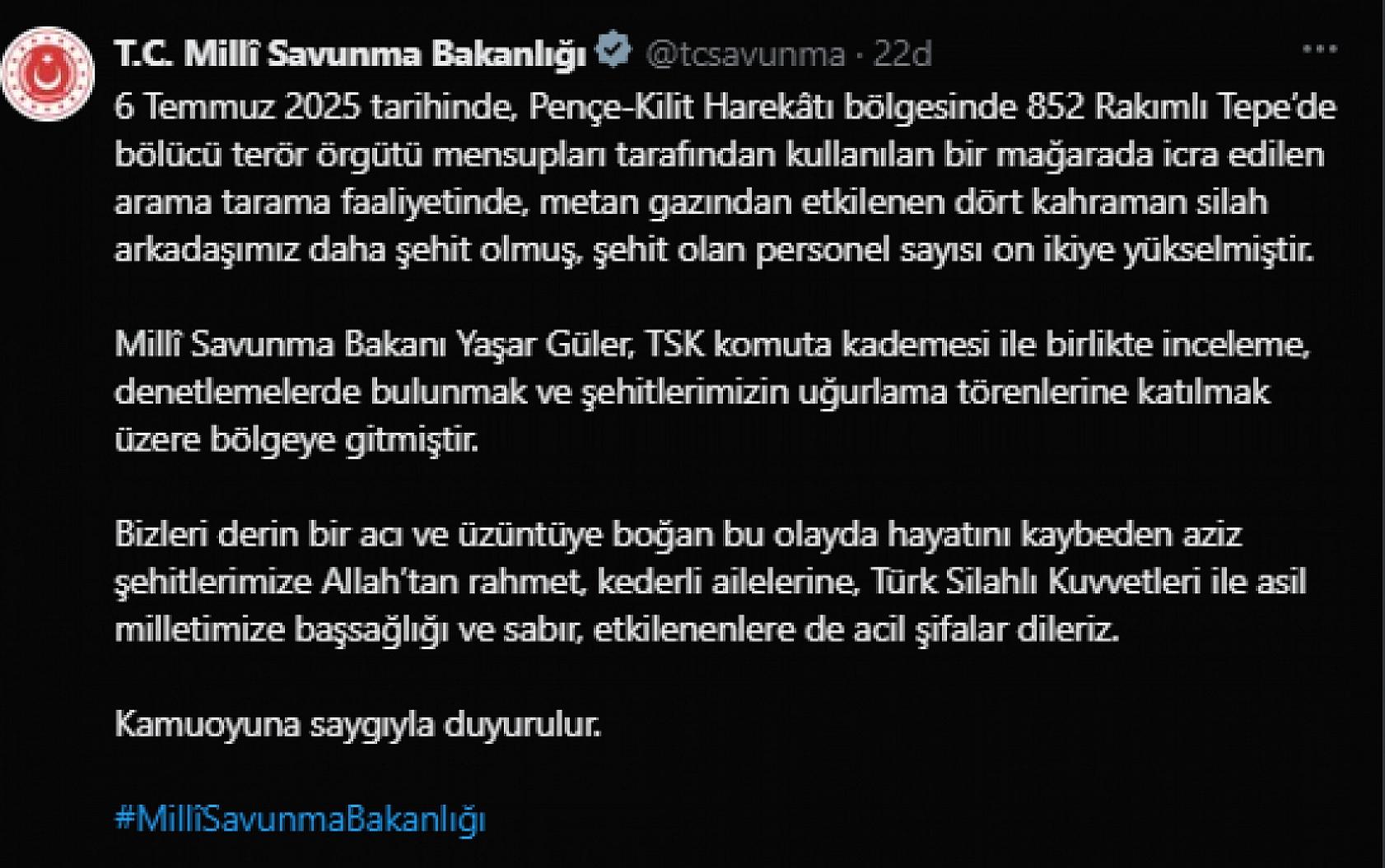 Şehit Haberi Peş Peşe Geliyor… Şehit Sayısı 8'den 12'ye Yükseldi…