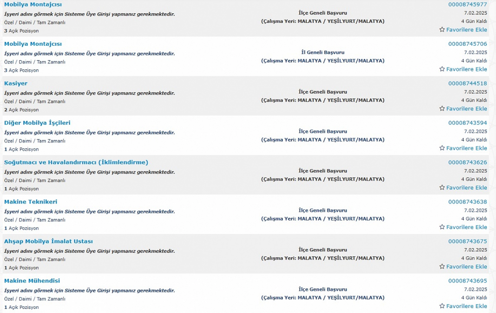 Malatya'da İş Arayanlara Müjde: 3 Şubat 15 Şubat Arasında 304 Personel Alımı…