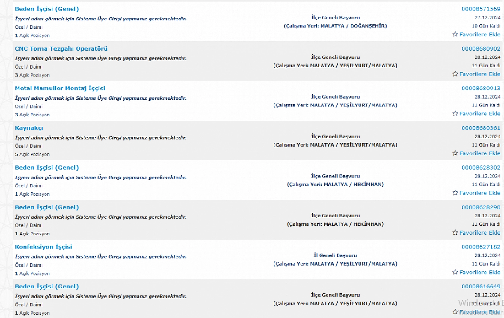 Malatya'da İş Arayanlara Müjde: 17-31 Aralık Arasında 542 Personel Alımı…