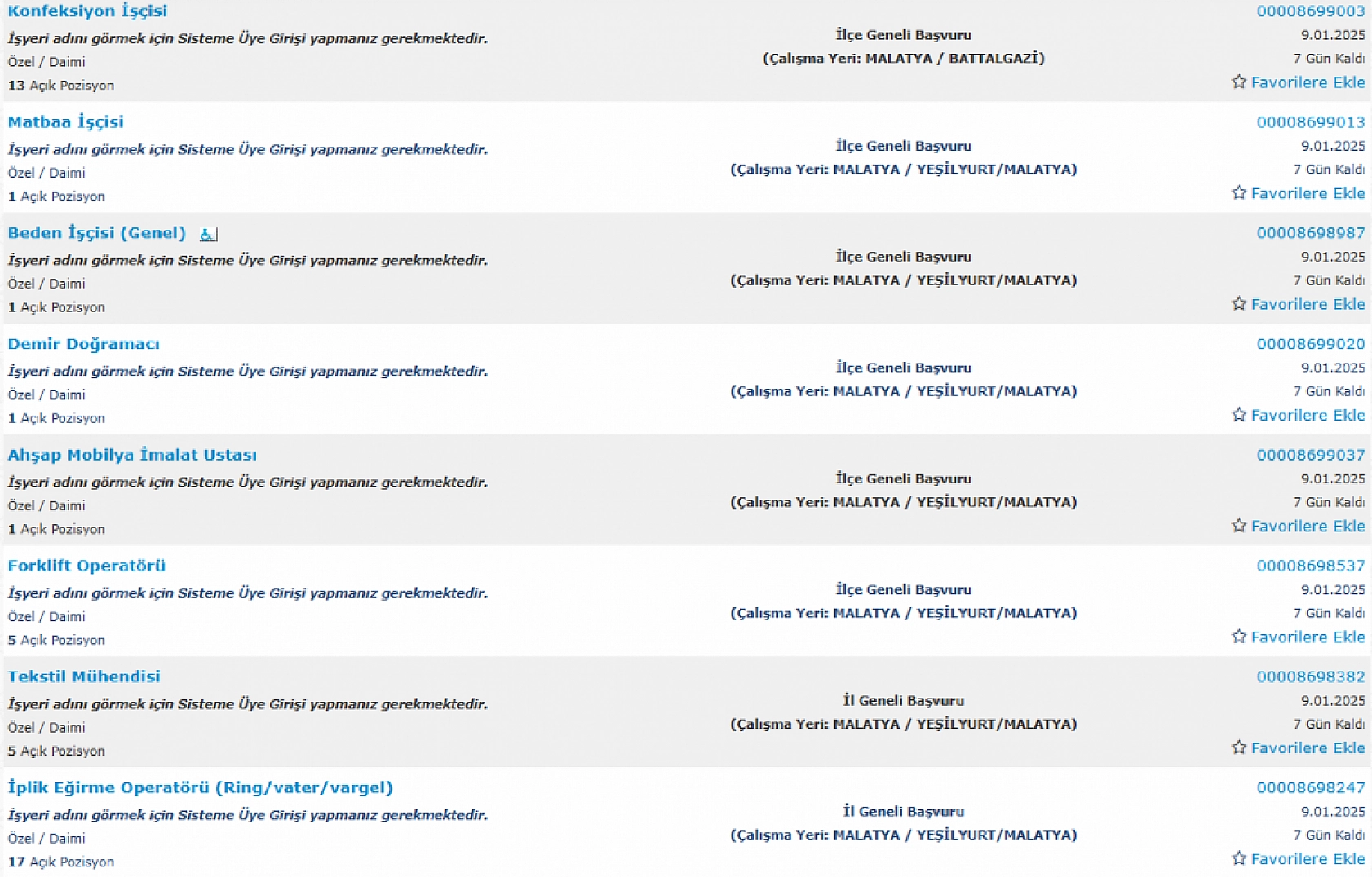 Malatya'da İş Arayanlara Müjde: 2-10 Ocak Arasında 553 Personel Alımı…
