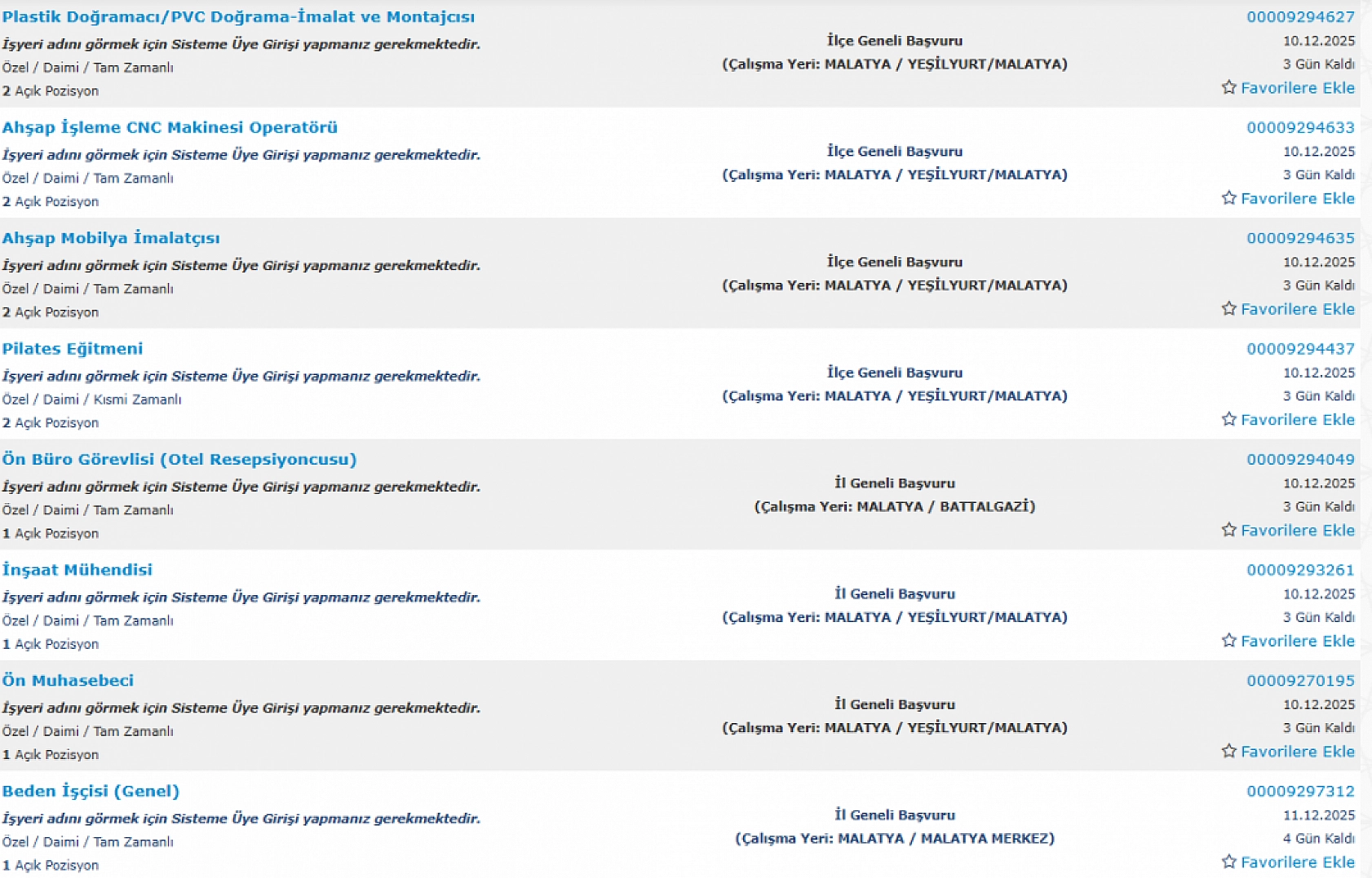Malatya'da iş arayanlara müjde: 239 personel alımı başlıyor…