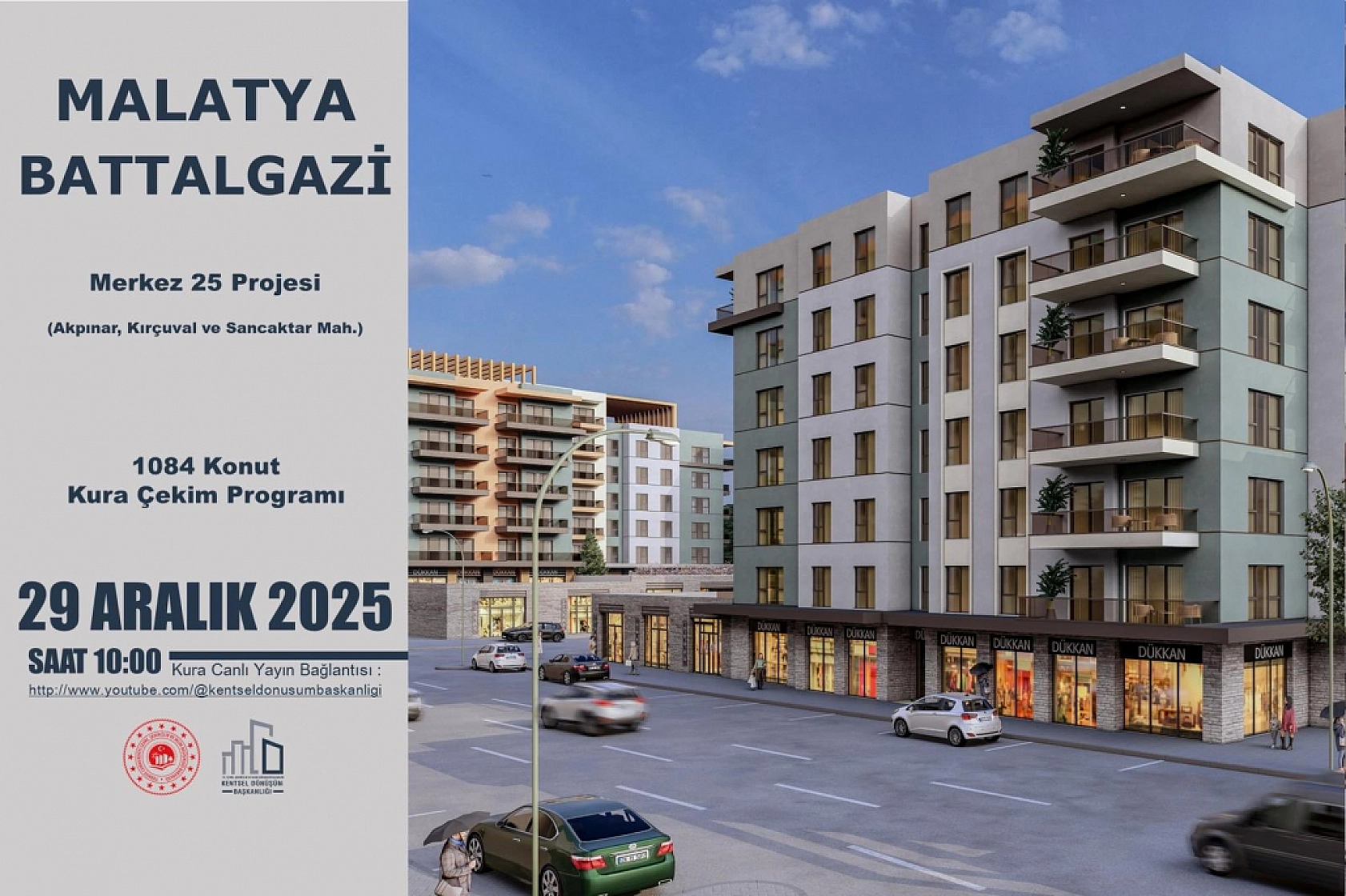 Malatya'da kura heyecanı! 2 bin 913 konut ve 130 ofisin kurası çekilecek