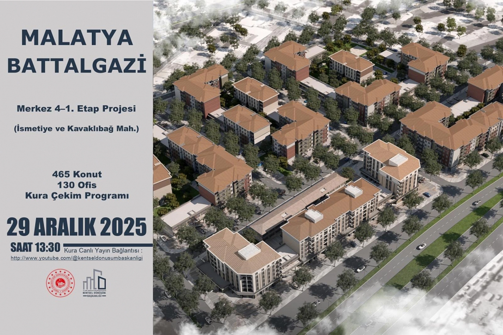 Malatya'da kura heyecanı! 2 bin 913 konut ve 130 ofisin kurası çekilecek