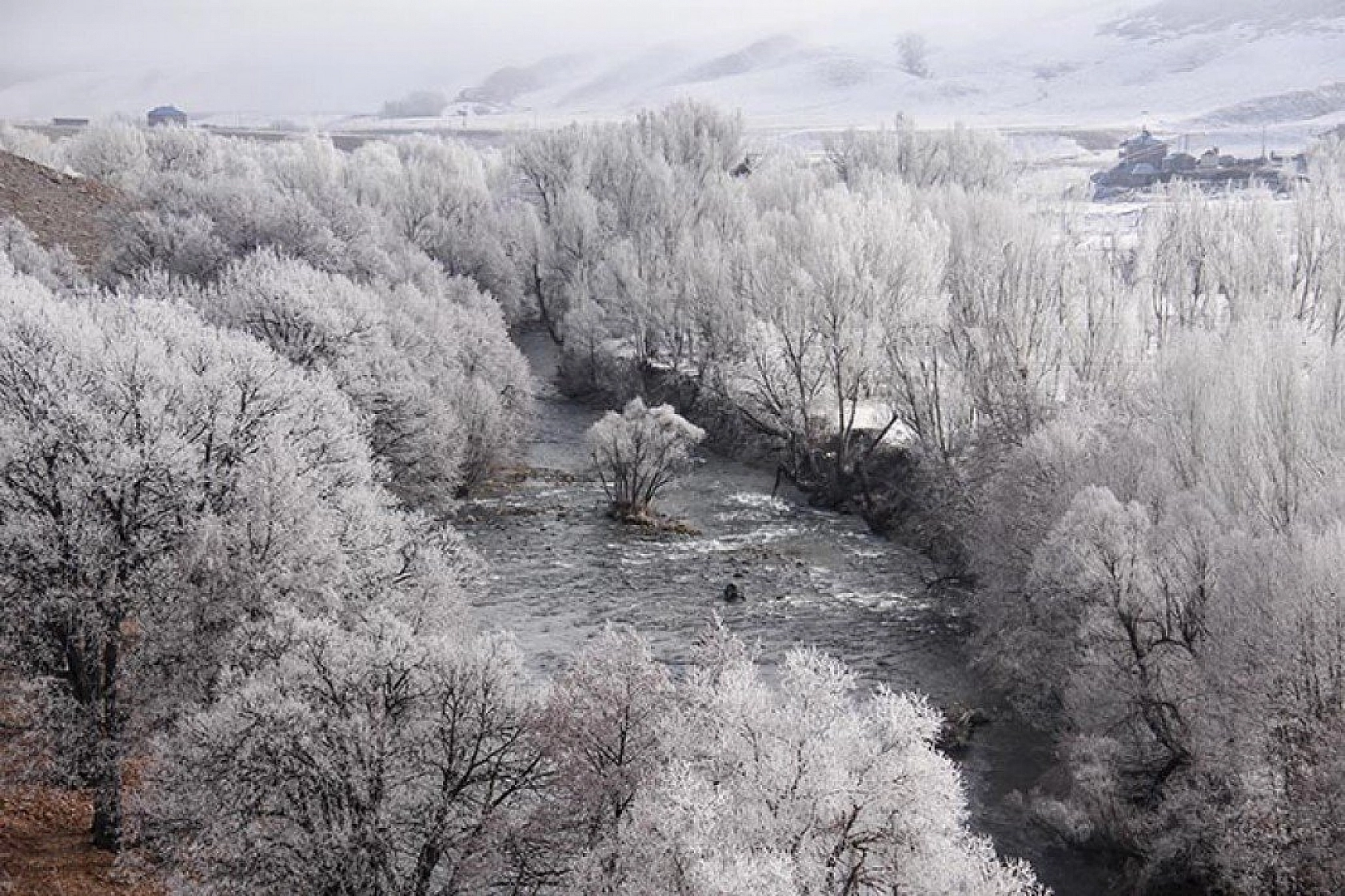 Tunceli'de kırağı kartpostallık görüntüler oluşturdu