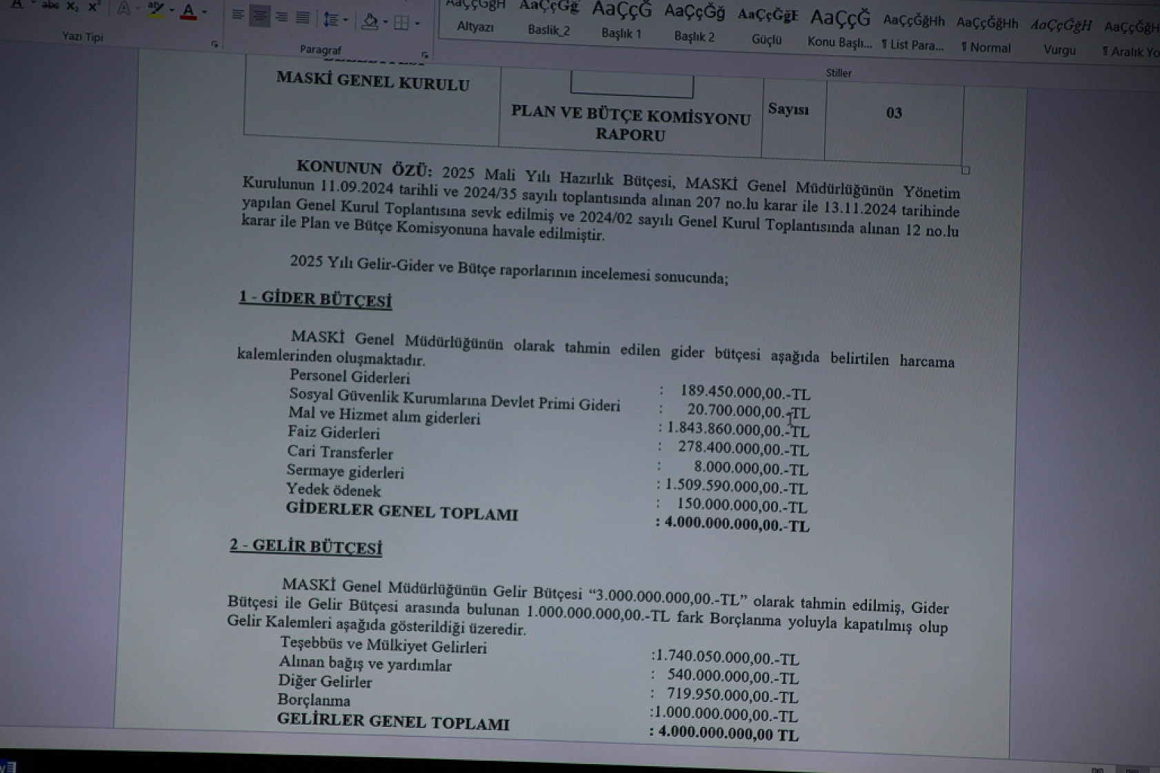 MASKİ'nin Tahmini Bütçesi Belli Oldu!