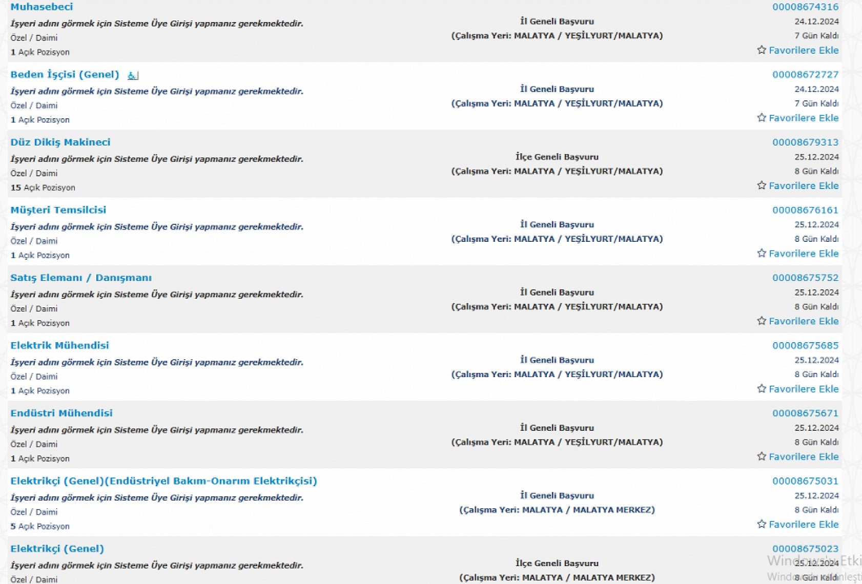 Malatya'da İş Arayanlara Müjde: 17-31 Aralık Arasında 542 Personel Alımı…