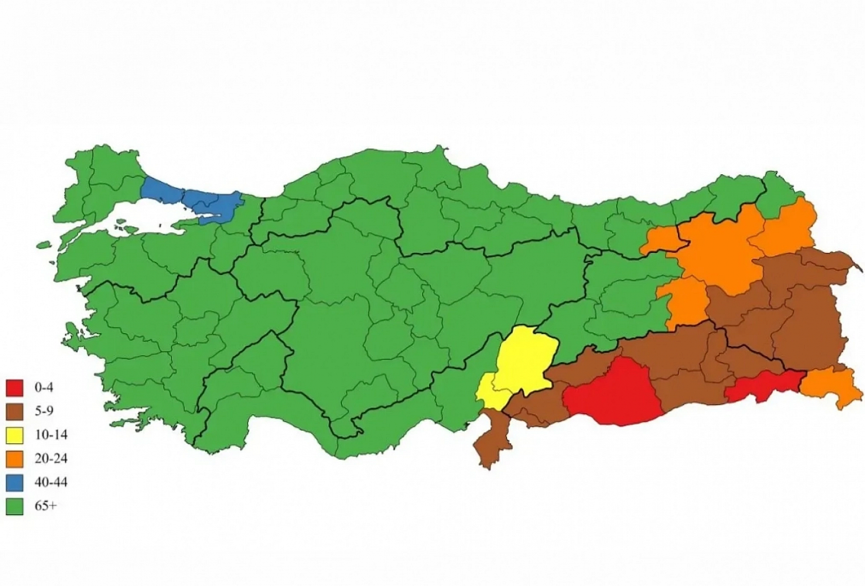 Yeni harita yayımlandı: Kahramanmaraş sarı, Malatya yeşil, Adıyaman kahverengine döndü