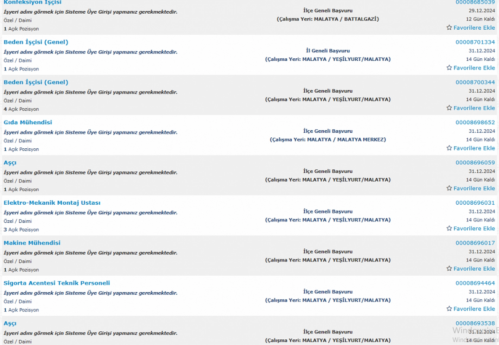 Malatya'da İş Arayanlara Müjde: 17-31 Aralık Arasında 542 Personel Alımı…