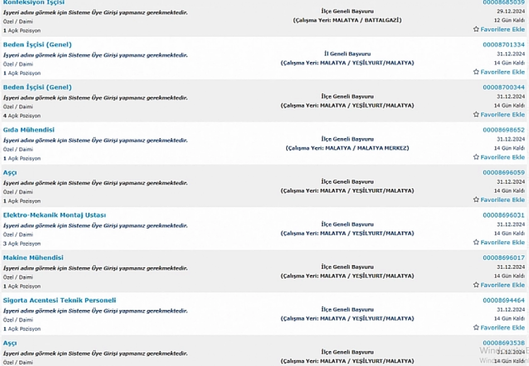Malatya'da İş Arayanlara Müjde: 23-31 Aralık Arasında 227 Personel Alımı…