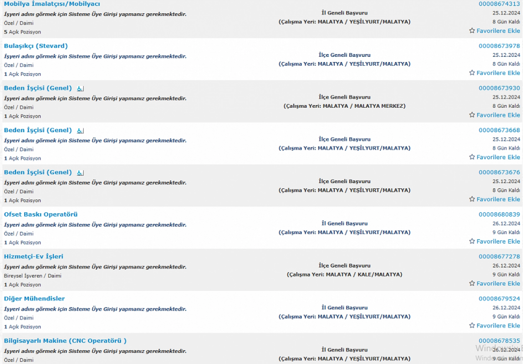 Malatya'da İş Arayanlara Müjde: 17-31 Aralık Arasında 542 Personel Alımı…