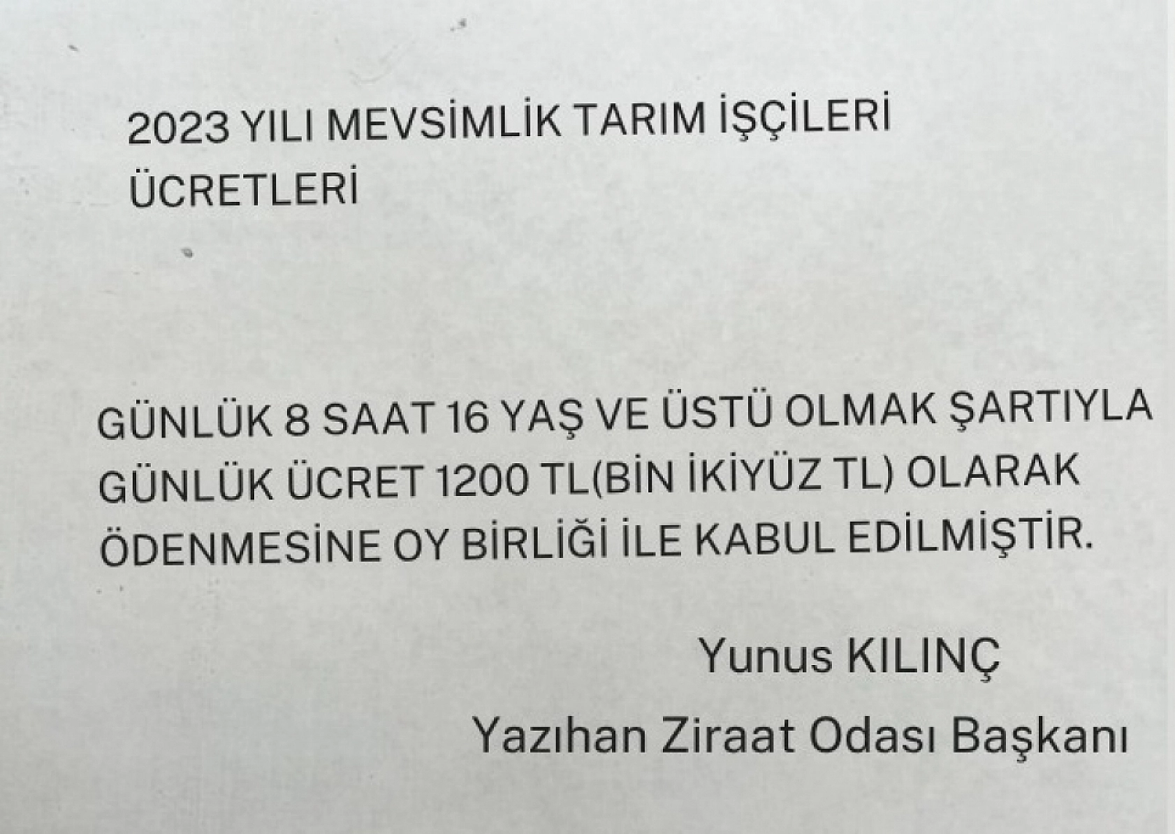 Malatya'da yevmiye ücretleri belli oldu!