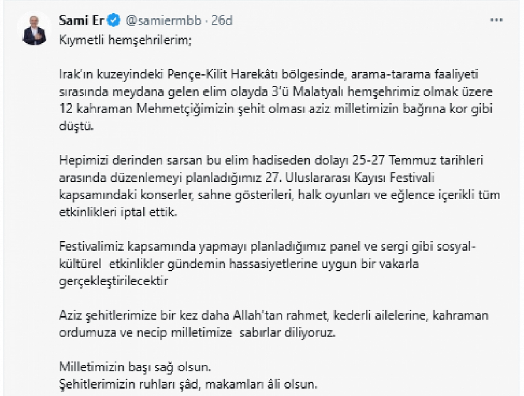 Malatya'da iptal edilmesi bekleniyordu… Son sözü Başkan Er söyledi!
