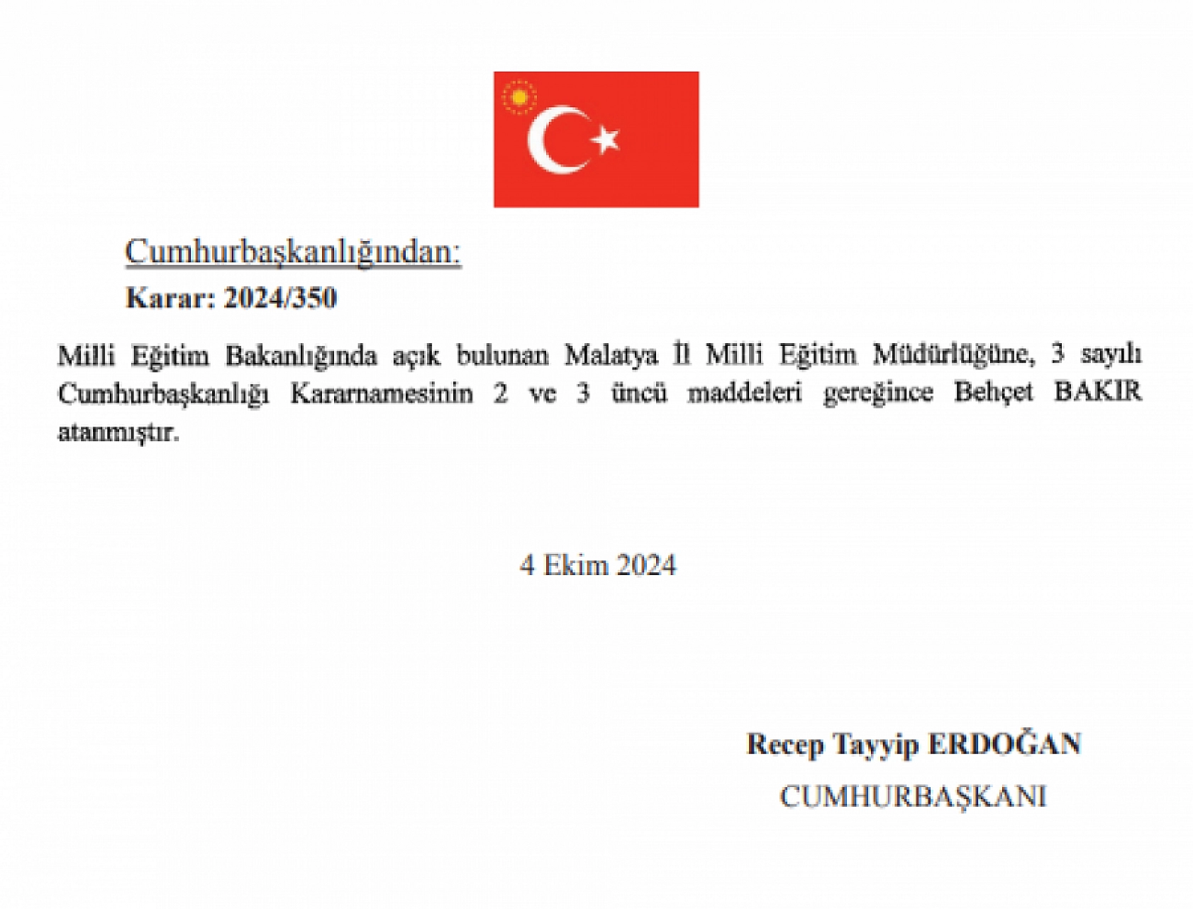Resmi Gazete Yayımlandı..! İşte Yeni Atamalar! Malatya İl Milli Eğitim Müdürü Belli Oldu
