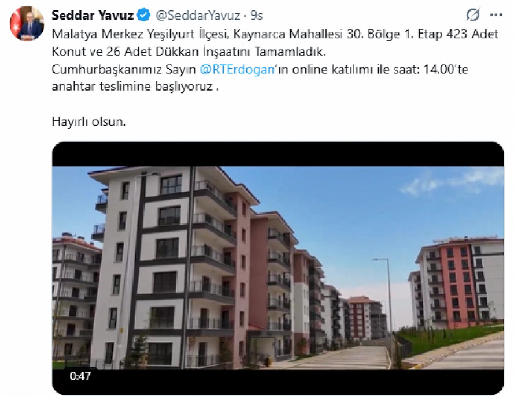 Malatya'da 20 Bin 925'inci Konutun Anahtarı Teslim Edildi!