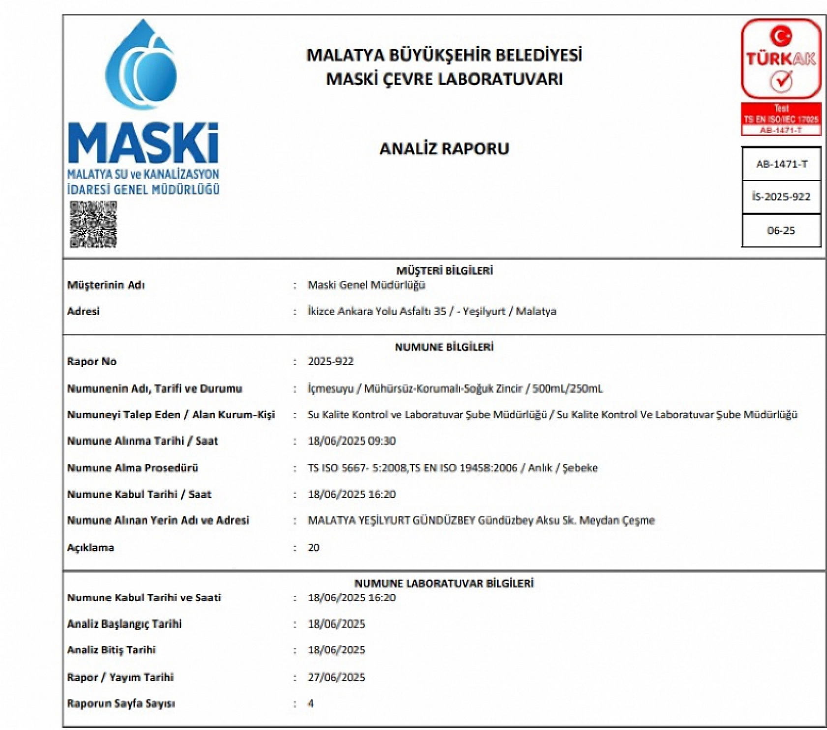 Malatya'da bir bölgenin içme suyu numunesi incelendi? İşte sonuçlar…