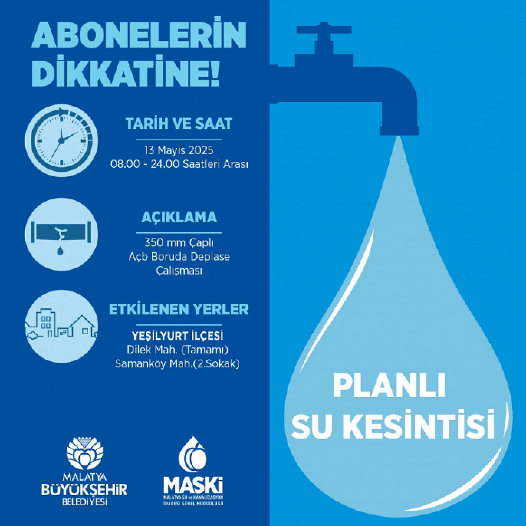 MASKİ mahalleleri açıkladı: Su kesintisi yaşanacak