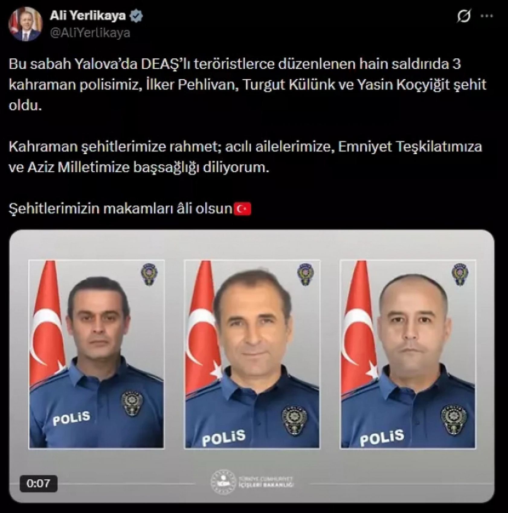 Yalova'da Şehit Olan 3 Polisin İsimleri Belli Oldu…