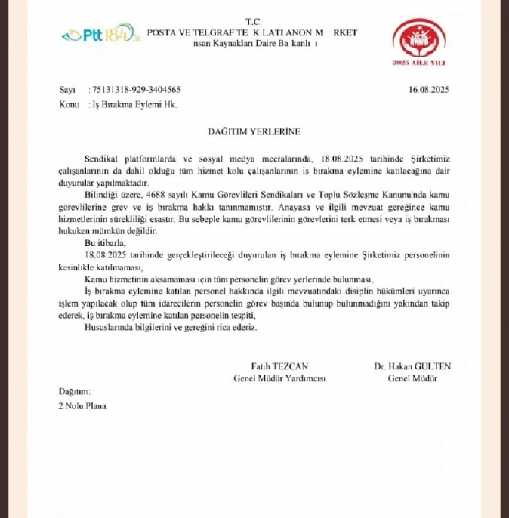 Kurumlardan personellerine uyarı: Greve katılana yasal işlem başlatılacak!