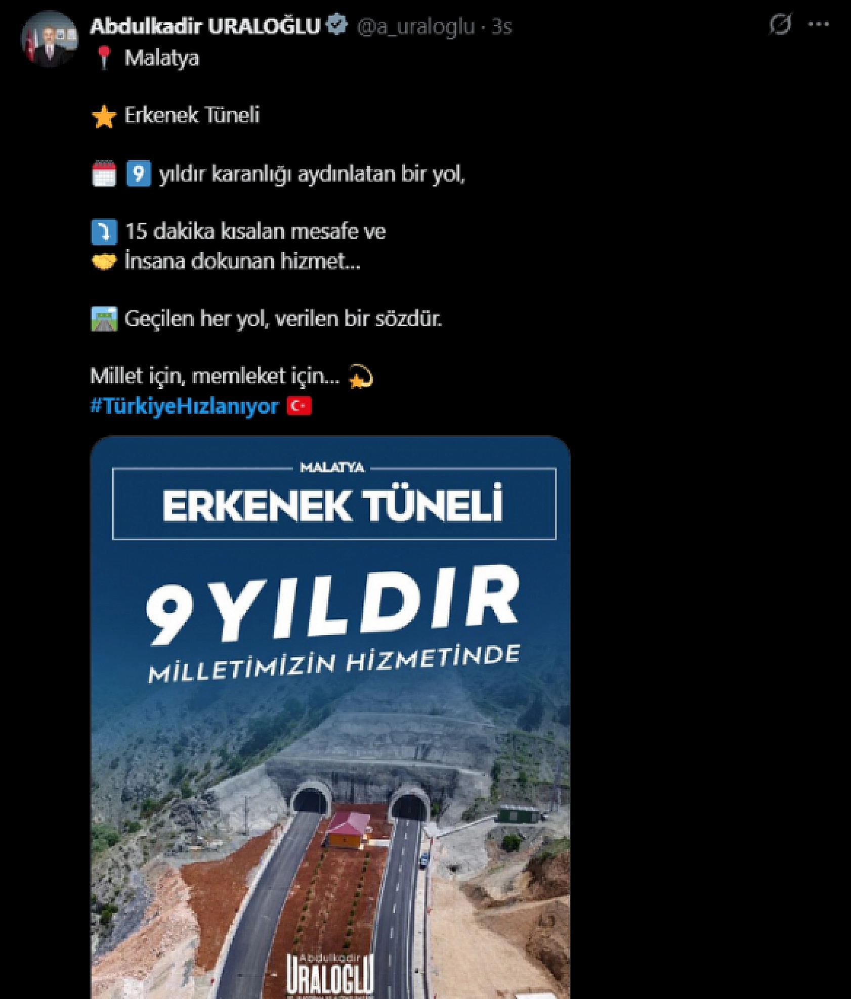 Erkenek Tüneli, Doğu'yu Akdeniz'e bağlıyor: 9 Yıldır Malatya'nın yükünü hafifletiyor
