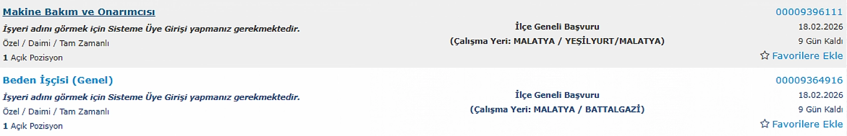 Malatya'da iş arayanlara müjde: 123 personel alımı başlıyor…