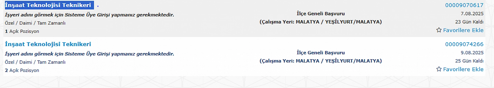 Malatya'da iş arayanlara müjde: 894 personel alımı başlıyor…